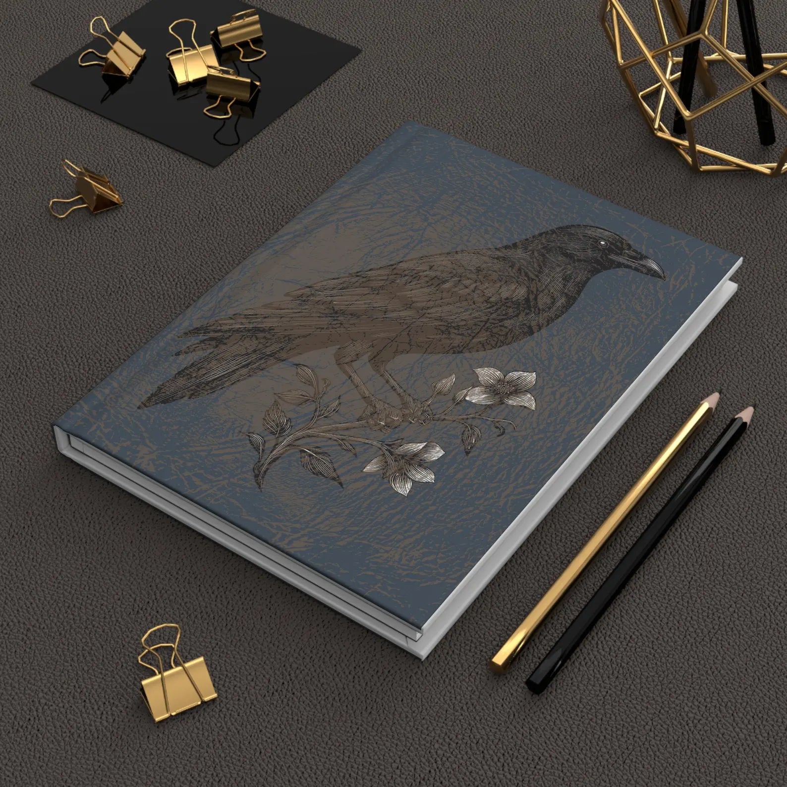 Weathered Blackbird and Flowers Design Journal