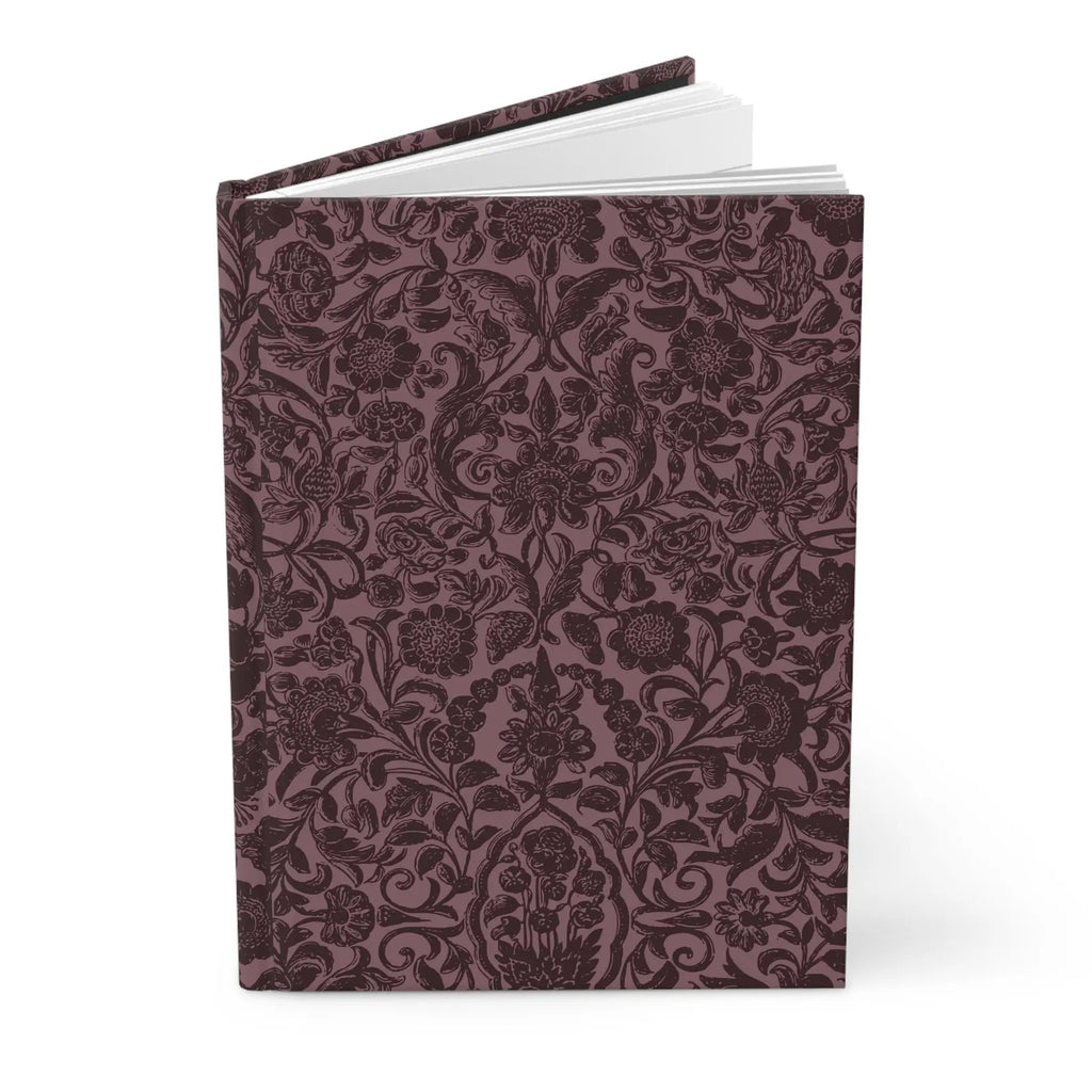 Wine-colored vintage damask print journal