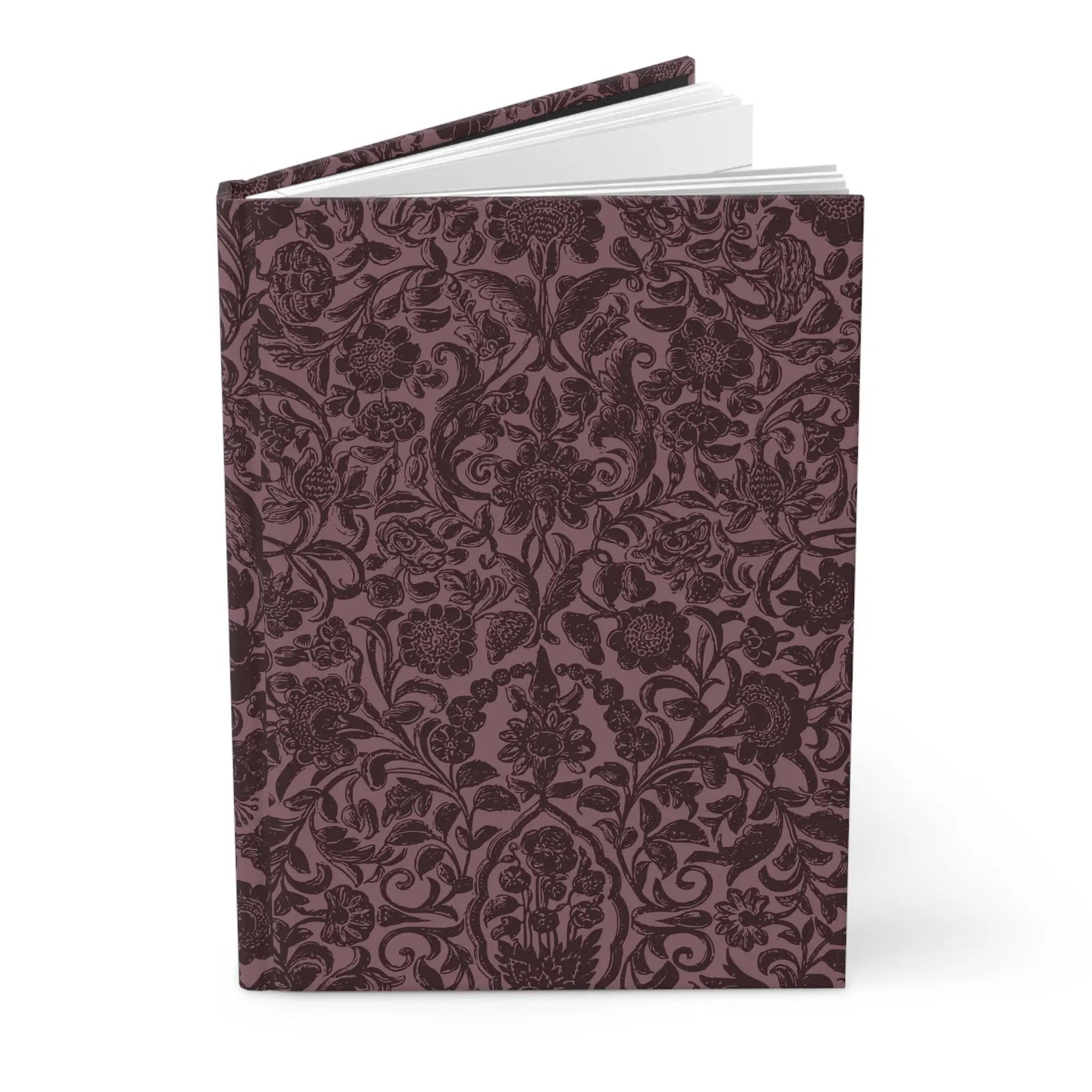 Wine-colored vintage damask print journal