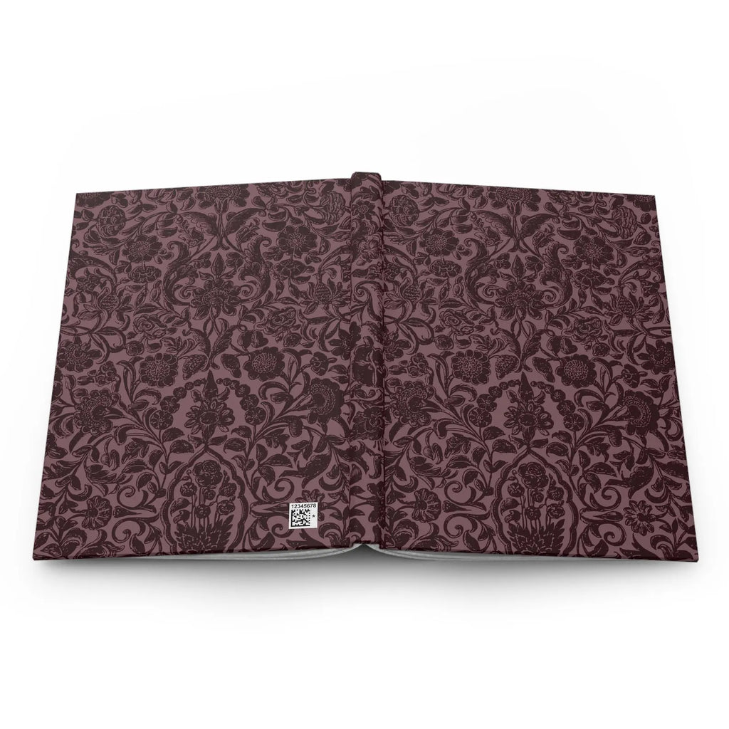 Wine-colored vintage damask print journal