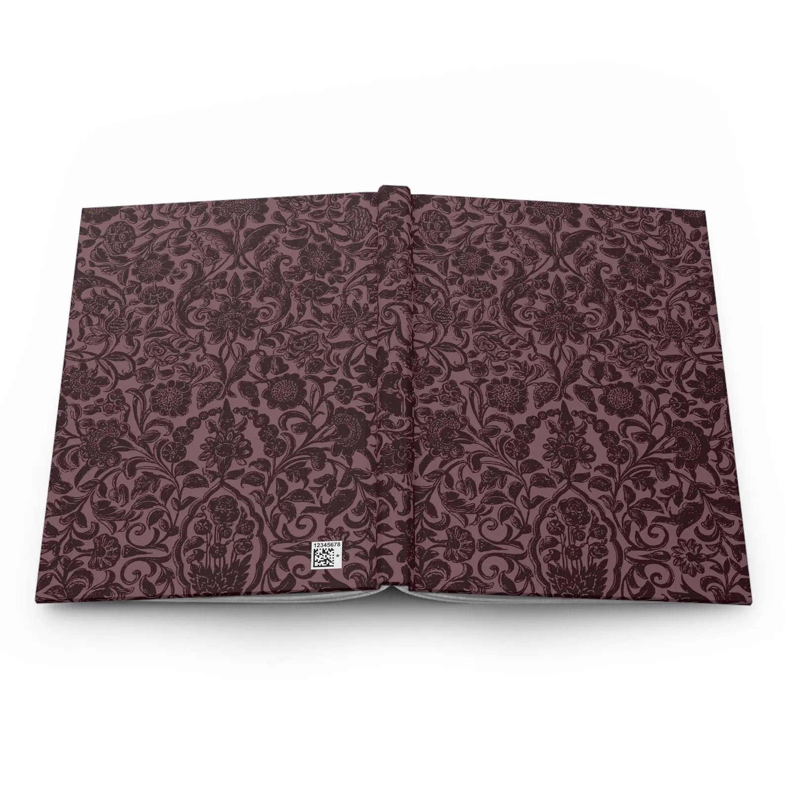 Wine-colored vintage damask print journal